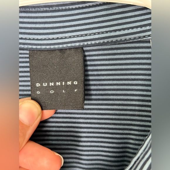 Dunning Golf Polo Shirt Men’s Medium Short Sleeve Blue Striped EUC - Picture 4 of 5